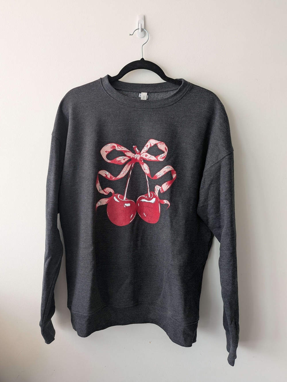 Dark Gray Cherry Graphic Sweatshirt